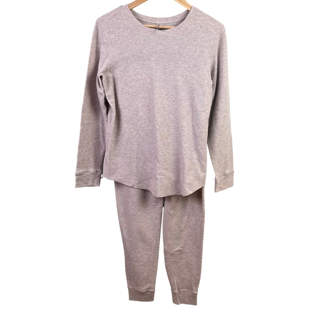 Cuddl Duds 2 Piece Tan Base Layer Waffle Knit Thermals Pajamas Large‎ Womans